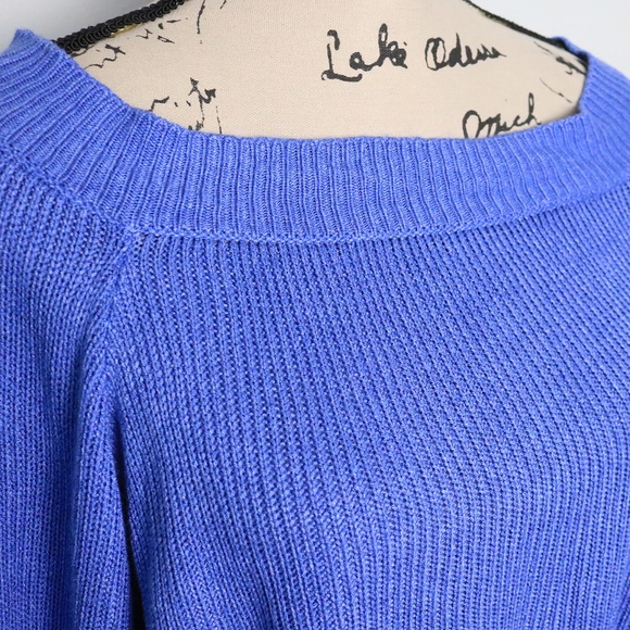 Don't Ask Why Women One Size Italy Periwinkle Boat Neck Modal Blend Crop Sweater - Picture 3 of 8